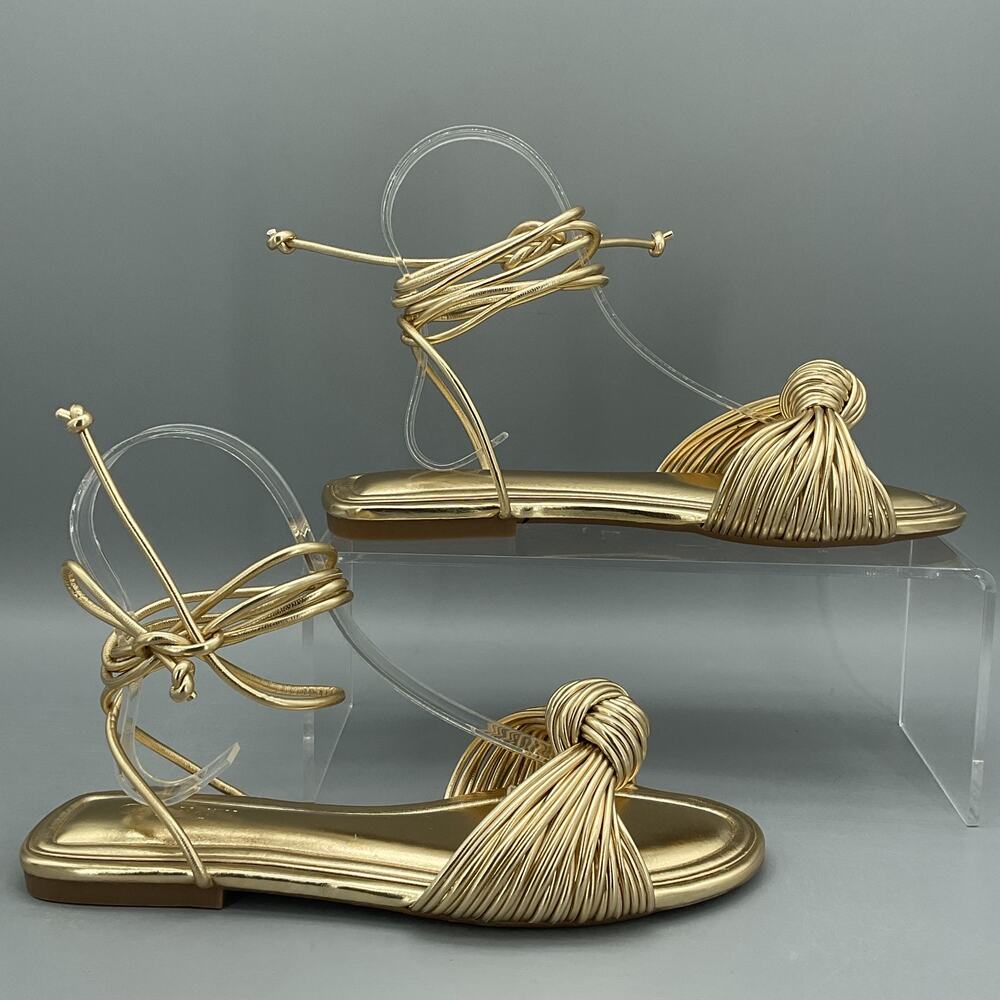 NEW on 34th Women’s Jenniee Knot Lace Up Sandals Gold Size 7M